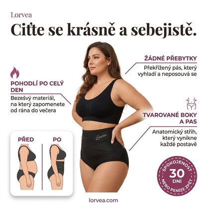 Bezešvé stahovací kalhotky s vysokým pasem a efektem plochého bříška