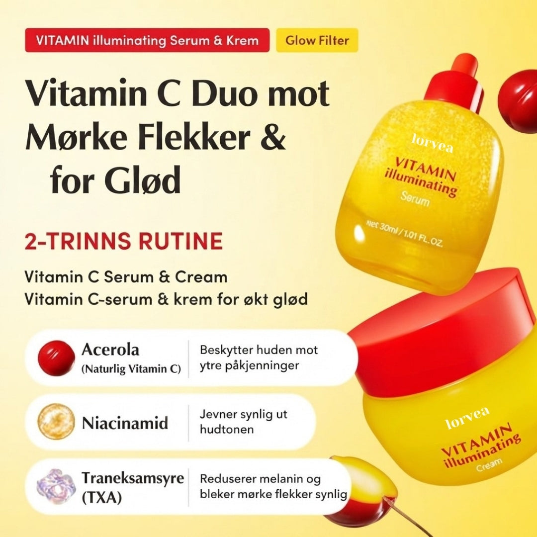 Glødgivende Vitaminserum & Krem-sett
