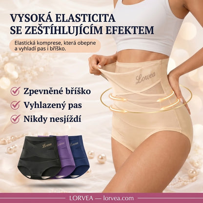 Bezešvé stahovací kalhotky s vysokým pasem a efektem plochého bříška