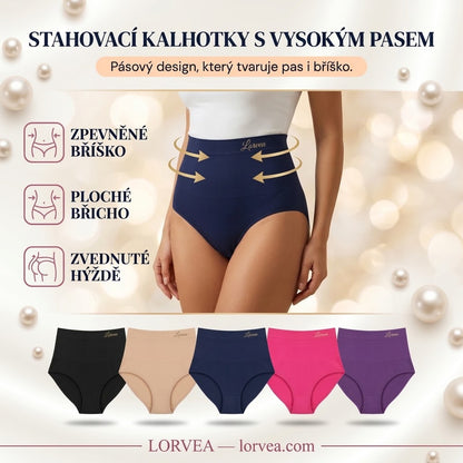 Bezešvé stahovací kalhotky s vysokým pasem a efektem plochého bříška
